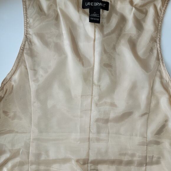 Lane Bryant Cotton Jacquard Button Front Scroll Print Vest Size 14 Tan Boho Chic - Picture 8 of 11